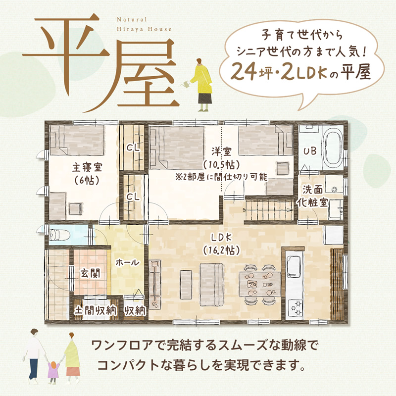 【24坪・2LDK】の平屋