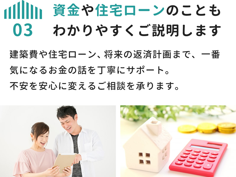 資金やローンのこともわかりやすくご説明します