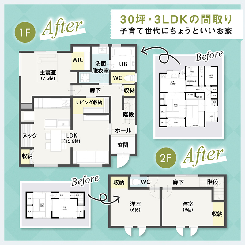 30坪・3LDKの間取り「子育て世代にちょうどいいお家」